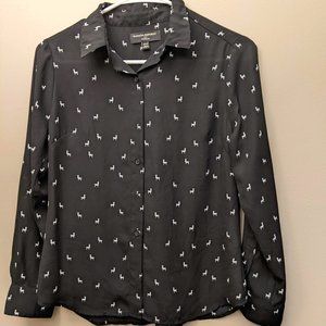 Banana Republic - Long Sleeve Llama Print Blouse Size XS P Black